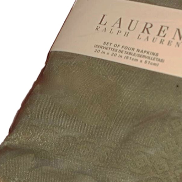 Lauren Ralph Lauren Oakmont Olive Napkins~Set of 4~New~Tone on Tone Leaf Pattern - Picture 3 of 3